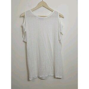 Acrobat 100% Linen White Cold Shoulder Top Size S